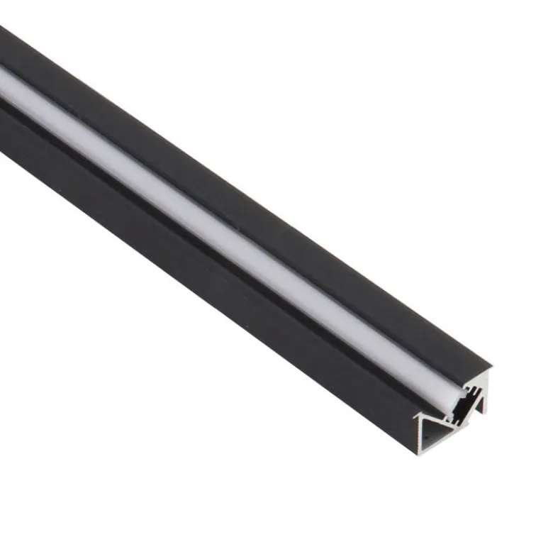 KIT - Perfil aluminio SKEB para tiras LED, 1 metro, negro