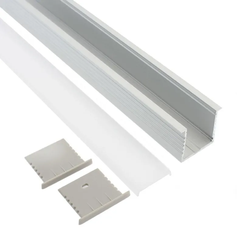 KIT - Perfil aluminio TEITO para tiras LED, 1 metro