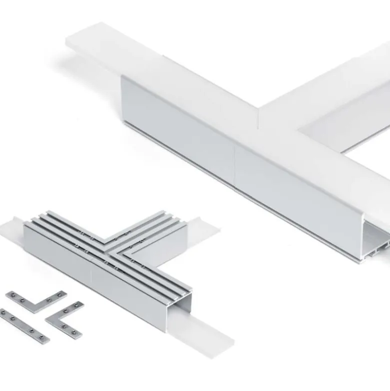 KIT - Perfil aluminio TEITO para tiras LED, 1 metro, blanco