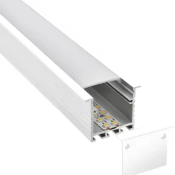 KIT - Perfil aluminio TEITO para tiras LED, 2 metros, blanco