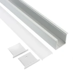 KIT - Perfil aluminio TEITO para tiras LED, 2 metros, blanco