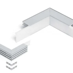 KIT - Perfil aluminio TEITO para tiras LED, 2 metros, blanco