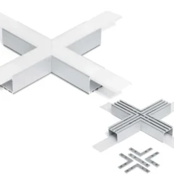 KIT - Perfil aluminio TEITO para tiras LED, 2 metros, blanco
