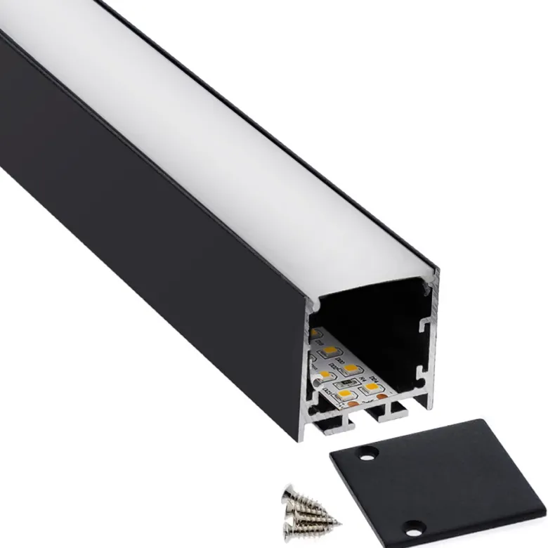 KIT - Perfil aluminio VART SUSPEND 1 metro, negro con cubierta blanca