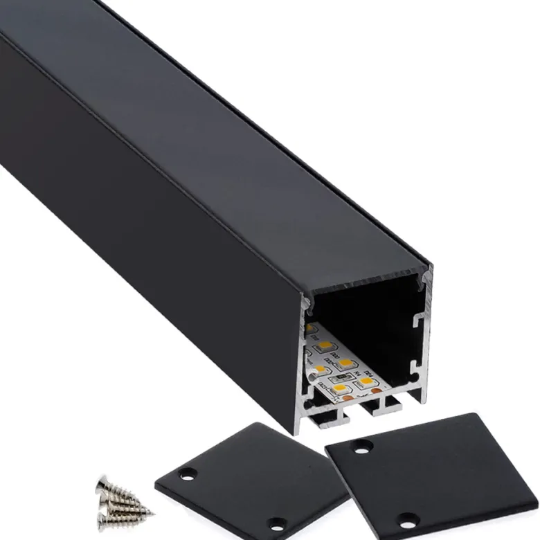 KIT - Perfil aluminio VART SUSPEND 1 metro, negro con cubierta negra