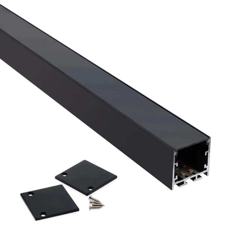 KIT - Perfil aluminio VART SUSPEND 1 metro, negro con cubierta negra