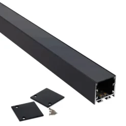 KIT - Perfil aluminio VART SUSPEND 2 metros, negro con cubierta negra