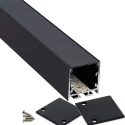 KIT - Perfil aluminio VART SUSPEND 2 metros, negro con cubierta negra