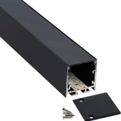 KIT - Perfil aluminio VART SUSPEND 2 metros, negro con cubierta negra