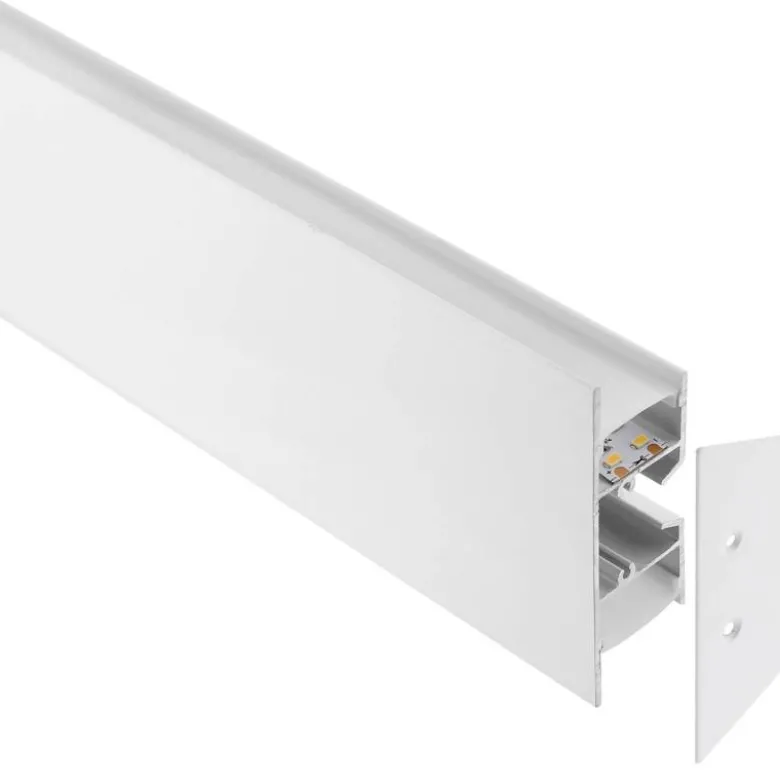 KIT - Perfil aluminio WALL 75mm para tiras LED, 2 metros, blanco