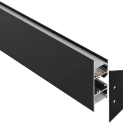 KIT - Perfil aluminio WALL 75mm para tiras LED, 1 metro, negro