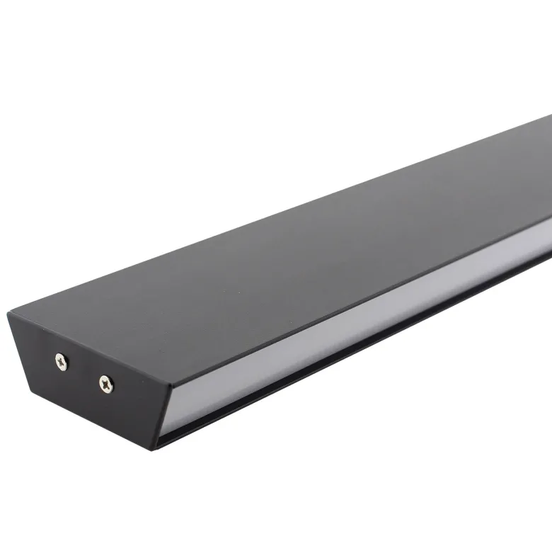 KIT - Perfil aluminio WALL 75mm para tiras LED, 2 metros, negro