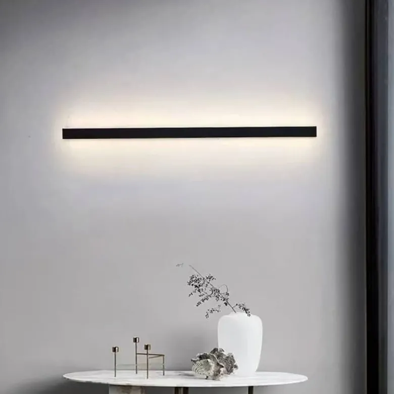 KIT - Perfil aluminio WALL 75mm para tiras LED, 2 metros, negro