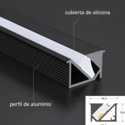 KIT - Perfil KIRK con cubierta de silicona para tiras LED, 1 metro, gris