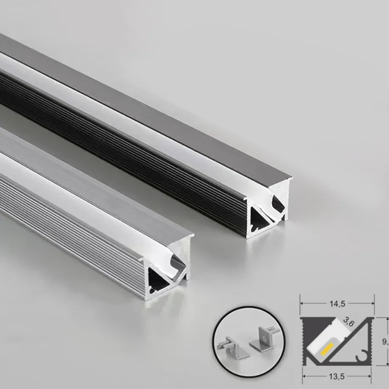 KIT - Perfil KIRK con cubierta de silicona para tiras LED, 1 metro, gris