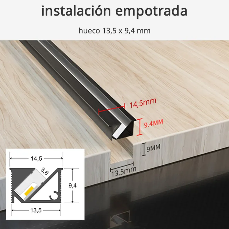 KIT - Perfil KIRK con cubierta de silicona para tiras LED, 1 metro, gris