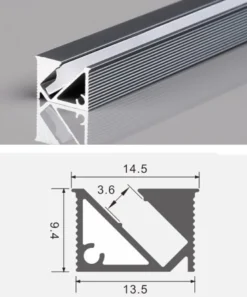 KIT - Perfil KIRK con cubierta de silicona para tiras LED, 2 metros, gris