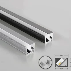 KIT - Perfil KIRK con cubierta de silicona para tiras LED, 2 metros, gris