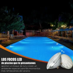 Lámpara LED PAR56 para piscinas, G53, 30W, AZUL Cristal