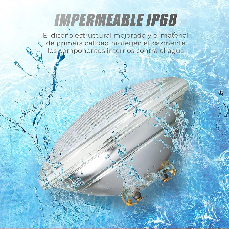 Lámpara LED PAR56 para piscinas, G53, 30W, AZUL Cristal