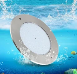 Lámpara LED SLIM 5mm Ø230mm para piscinas, 12V AC/DC, IP68, 35W, acero inox 316