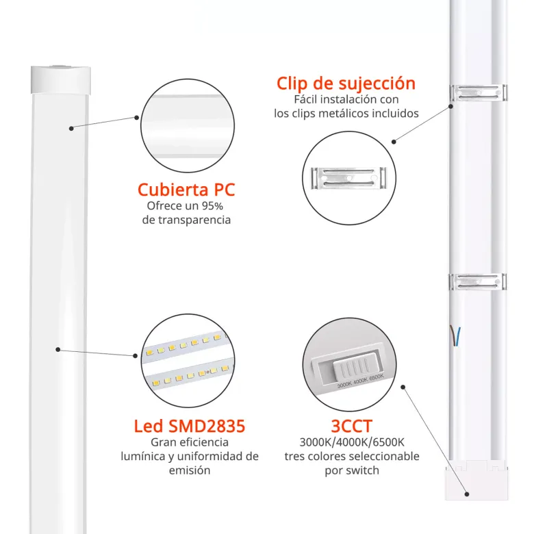Luminaria Led de superficie SNOKE PRO, 18W, 60cm