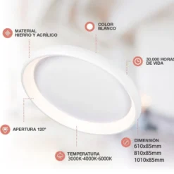 Luminaria superficie CYCLE, 100W, 1010mm, CCT, blanco