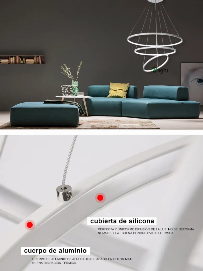 Luminaria superficie o suspendida CYCLE IN, 80W, blanco, Ø70cm