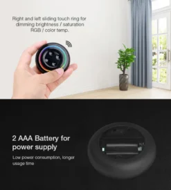 Mando RF RGB+CCT ROUND Magnetic táctil, negro