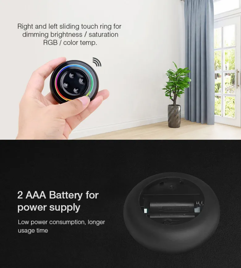 Mando RF RGB+CCT ROUND Magnetic táctil, negro