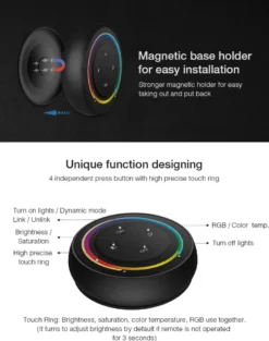Mando RF RGB+CCT ROUND Magnetic táctil, negro