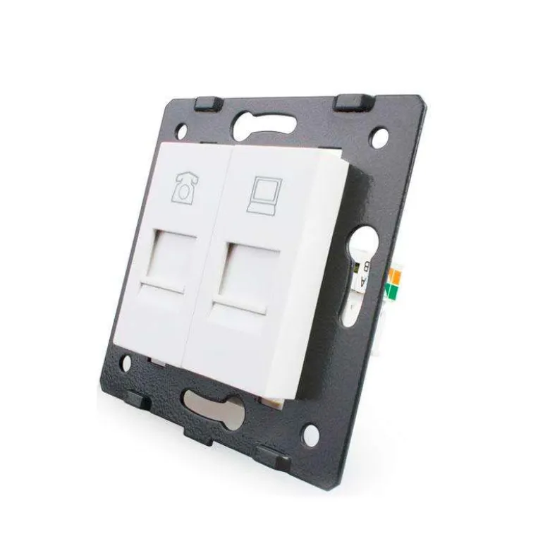 Mecanismo de empotrar Teléfono RJ11 + Red RJ45, blanco LIVOLO