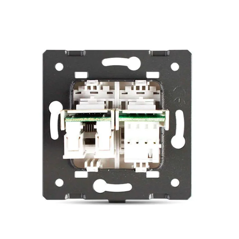 Mecanismo de empotrar Teléfono RJ11 + Red RJ45, negro LIVOLO