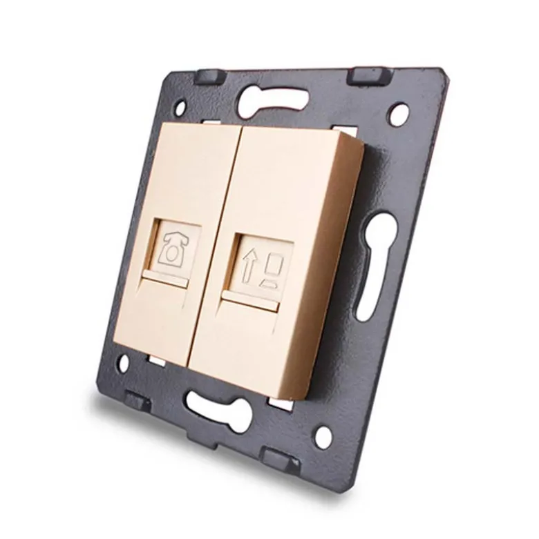 Mecanismo de empotrar Teléfono RJ11 + Red RJ45, golden LIVOLO