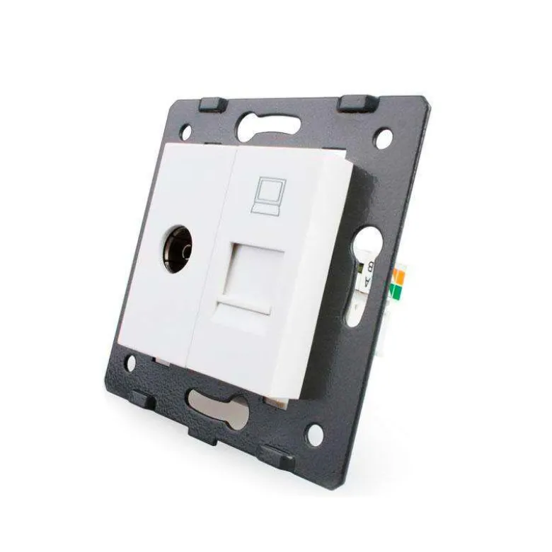 Mecanismo de empotrar TV + Red RJ45, blanco LIVOLO
