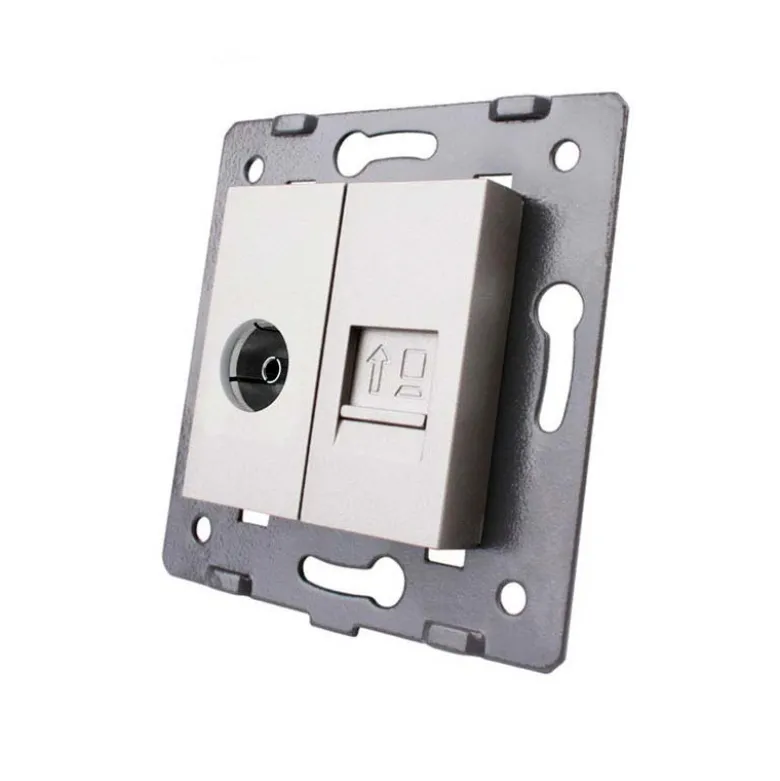Mecanismo de empotrar TV + Red RJ45, gris LIVOLO