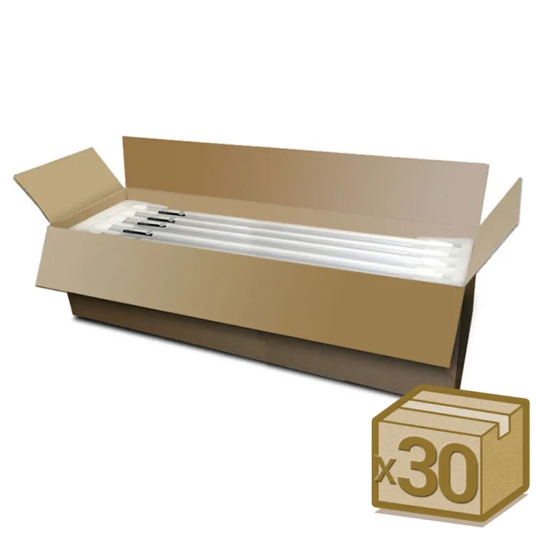 Pack 30 Tubos LED T8 SMD2835 Cristal - 9W - 60cm, Conexión dos Laterales