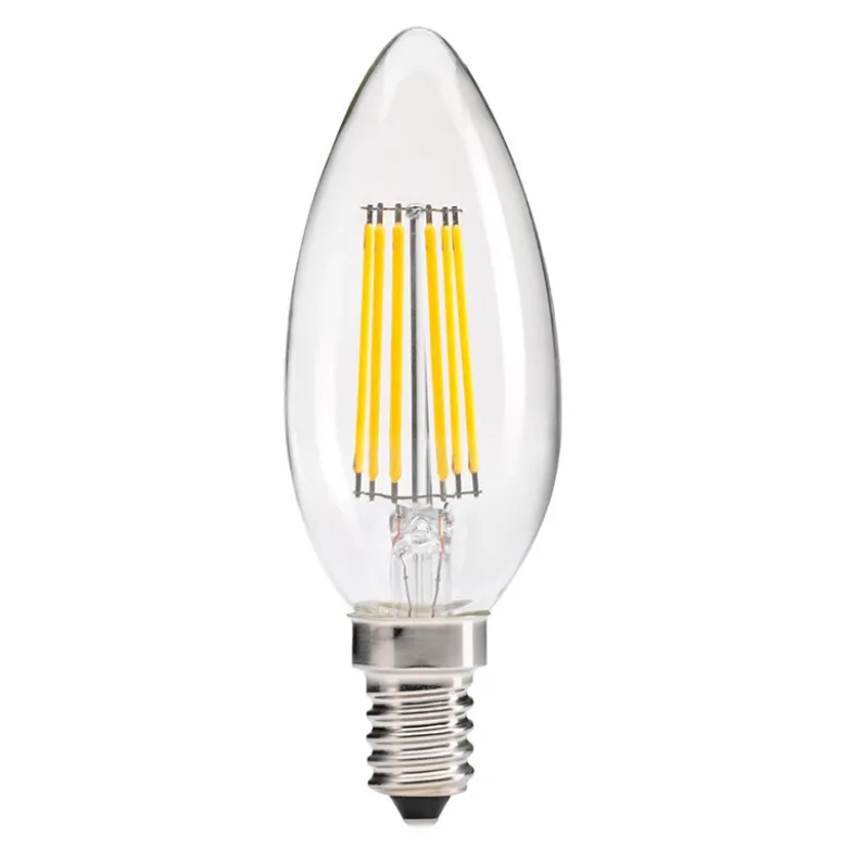 Pack 10 x Bombilla Filamento LED Vela E14 COB 6W, Regulable