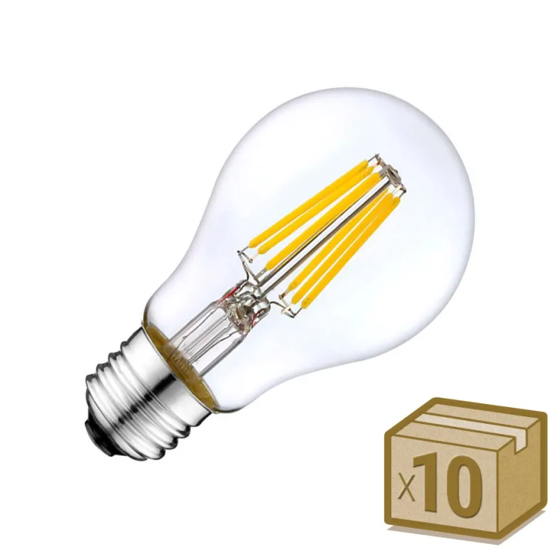Pack 10 x Bombillas LED E27 COB filamento 8W