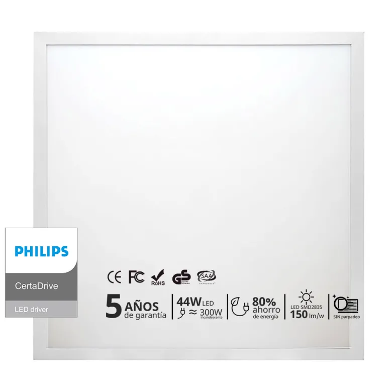 Pack 10 x Paneles LED 44W, 60X60cm, UGR<19, Driver Certadrive