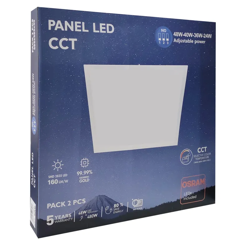 Pack 10 x Panel LED 48W-40W-36W-24W, 60x60cm, 4CCT, chip led Osram