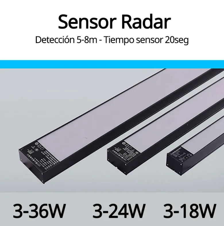 Pantalla LED METRO sensor movimiento, 3-18W, 120cm, blanco