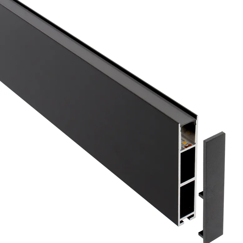 Perfil aluminio PHANTER S1 para tiras LED, 1 metro, negro