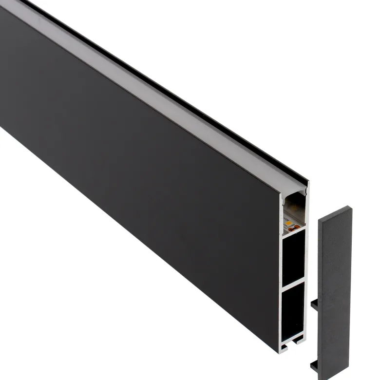 Perfil aluminio PHANTER S1 para tiras LED, 1 metro, negro