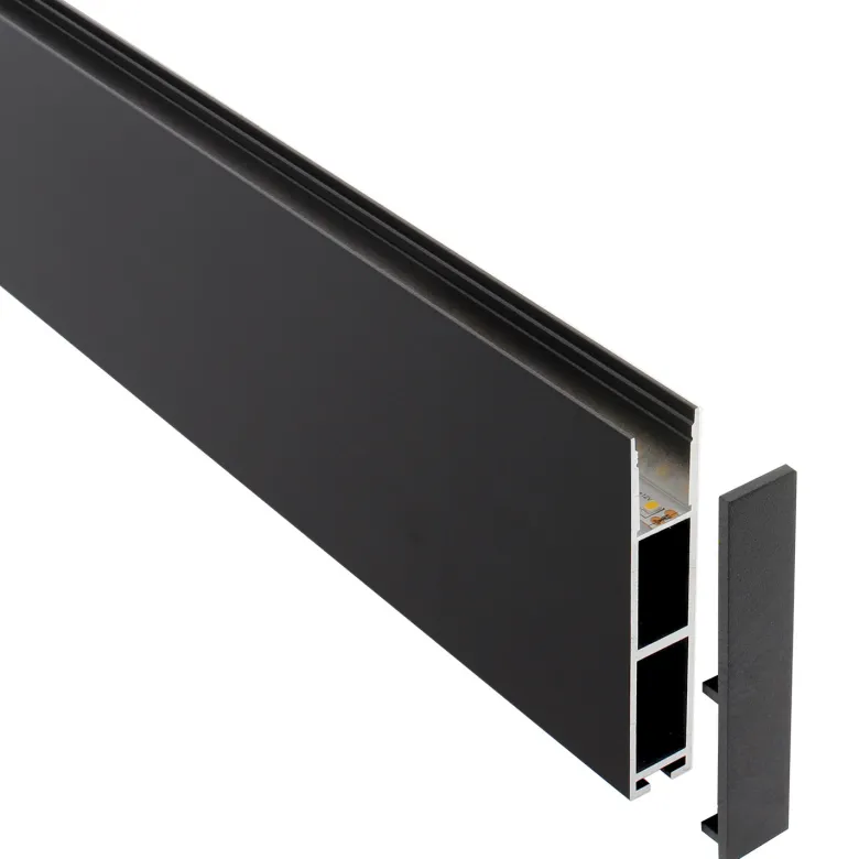 Perfil aluminio PHANTER S1 para tiras LED, 1 metro, negro