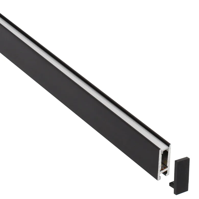 Perfil aluminio PHANTER S2 para tiras LED, 1 metro, negro