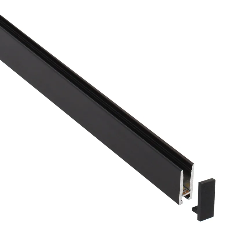 Perfil aluminio PHANTER S2 para tiras LED, 2 metros, negro