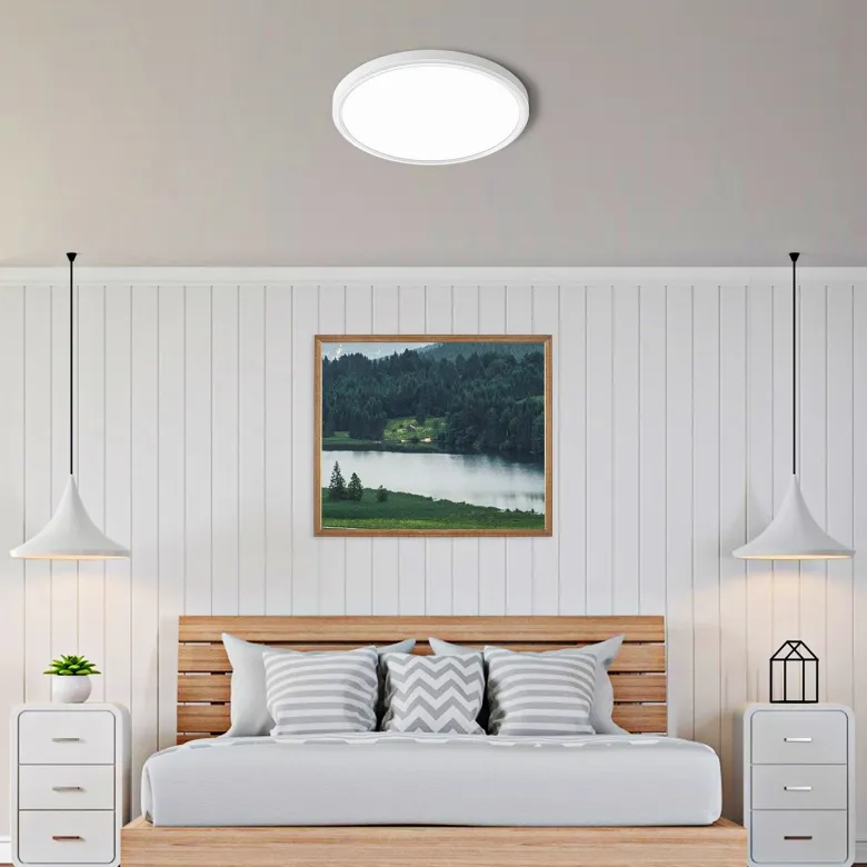 Plafón Led KRAMFOR 48W, superficie, ⦰500mm, CCT, Bluetooth + mando RF, blanco