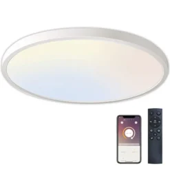 Plafón Led KRAMFOR 48W, superficie, ⦰500mm, CCT, Bluetooth + mando RF, blanco