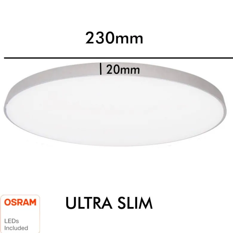 Plafón led, Ø 230mm, 24W, regulable, silver
